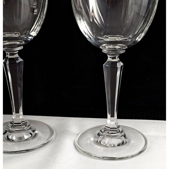 Crown Crystal Cape Cod Gold Rim Goblets 7.5" optic 24% leaded glasses 1970s 2pc - Picture 5 of 10